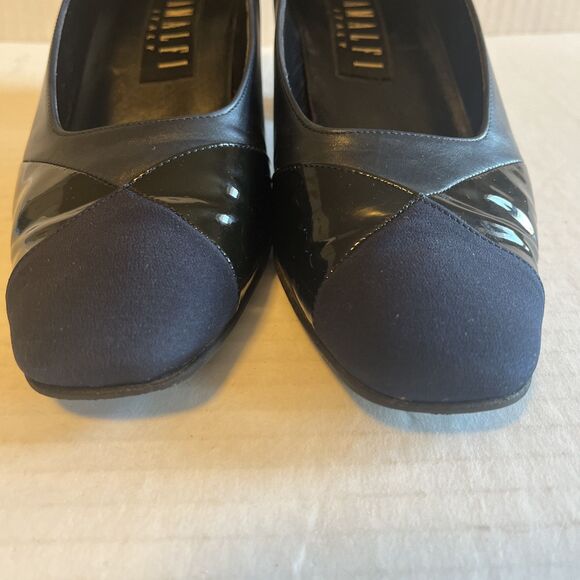 Amalfi Italy Women’s Blue And Black Patent Leather 2” Inch Heels Size 7.5 C EUC - Picture 4 of 11